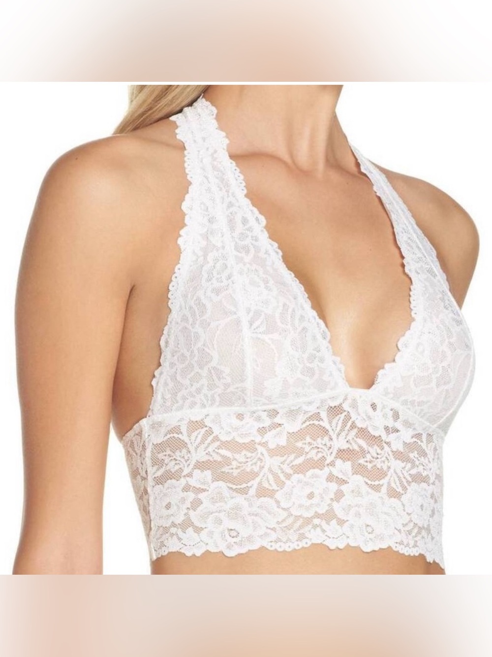 free people intimately white lace bralette t-back floral lace size medium